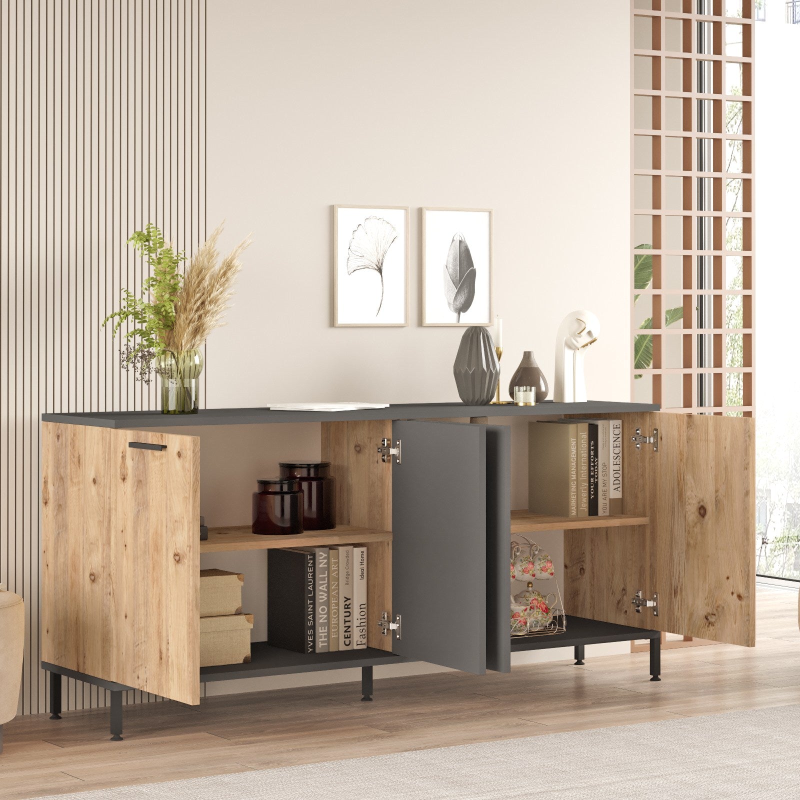 Ensembles De Meubles De Salon Rl6-Aa - Pin Atlantique / Anthracite