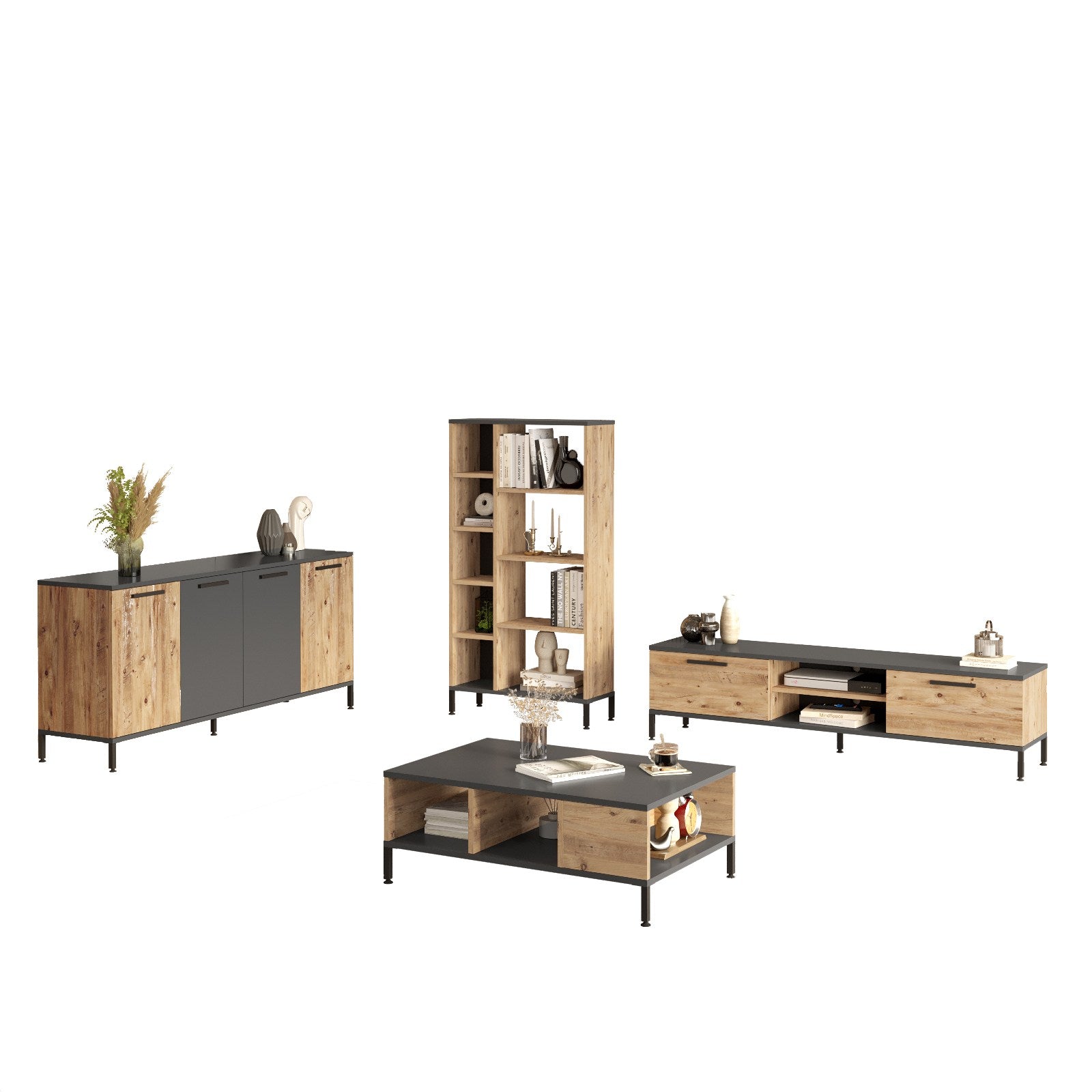 Ensembles De Meubles De Salon Rl6-Aa - Pin Atlantique / Anthracite