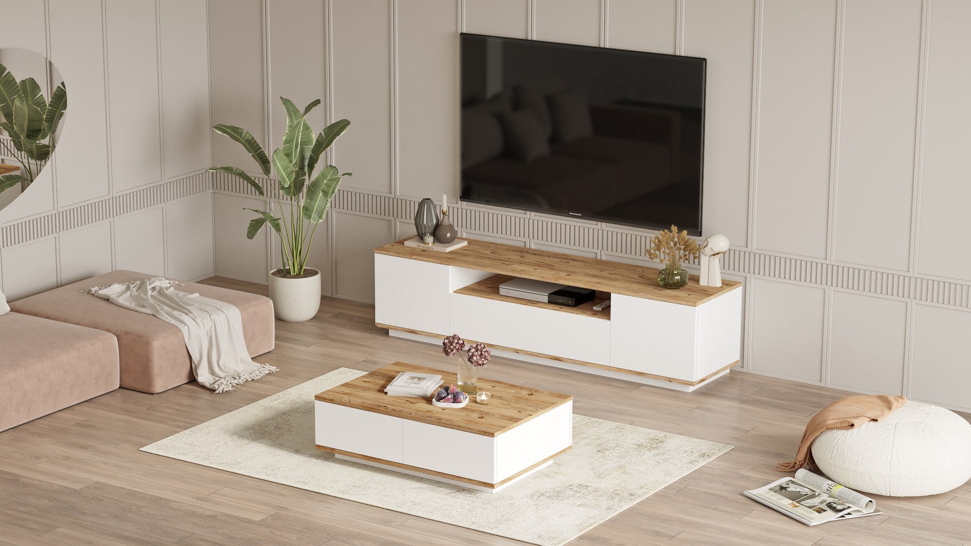 Ensembles De Meubles De Salon Fr17-Aw - Pin Atlantique / Blanc