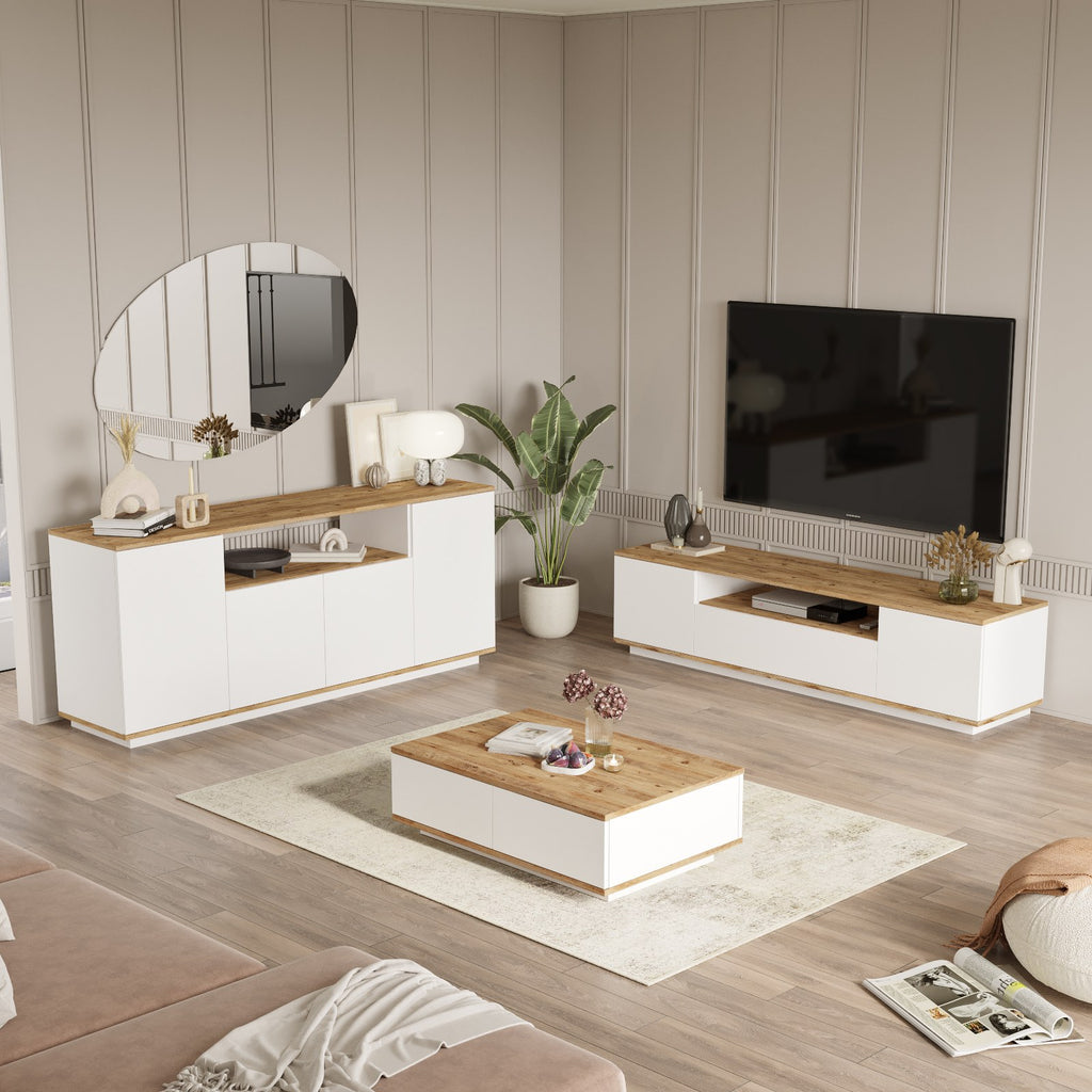 Ensembles De Meubles De Salon Fr18-Aw - Pin Atlantique / Blanc