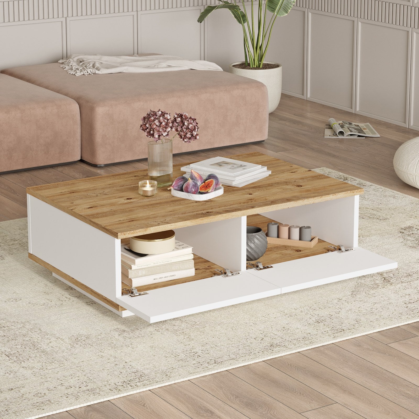 Ensembles De Meubles De Salon Fr18-Aw - Pin Atlantique / Blanc