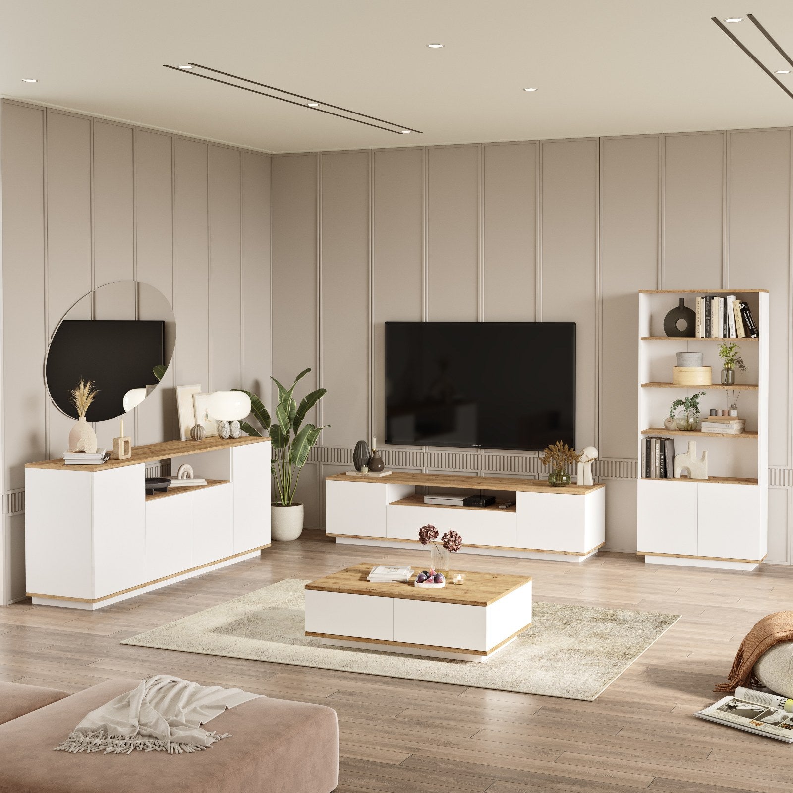 Ensembles De Meubles De Salon Fr19-Aw - Pin Atlantique / Blanc