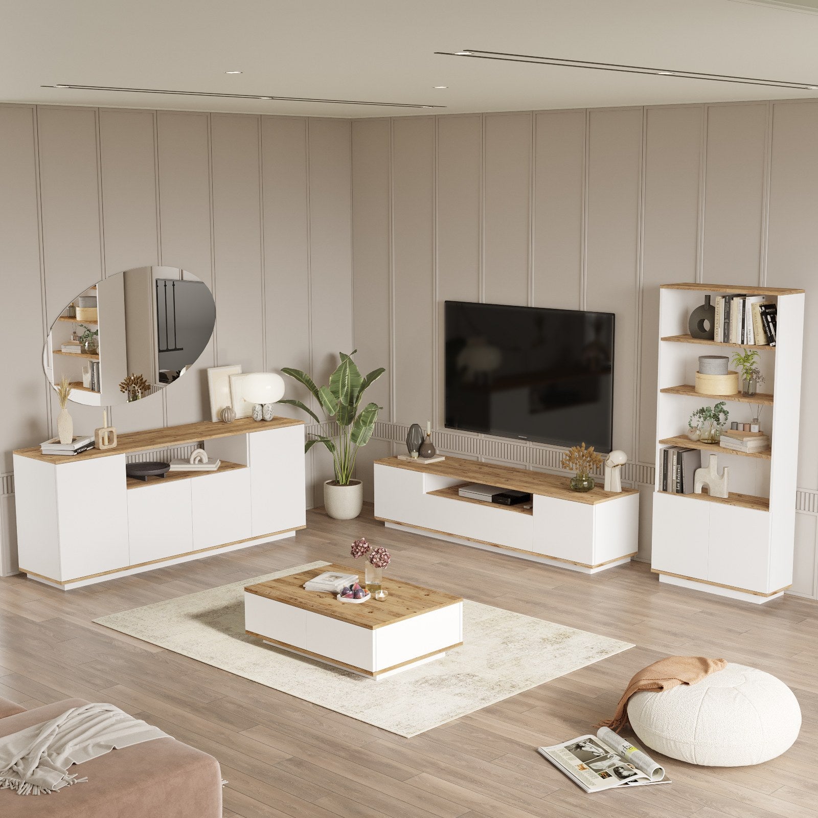 Ensembles De Meubles De Salon Fr19-Aw - Pin Atlantique / Blanc