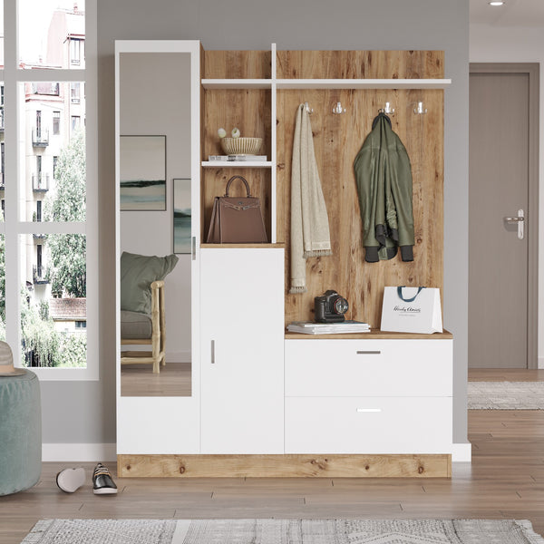 Meuble D'Entrée Dd5-Aw - Pin Atlantique / Blanc