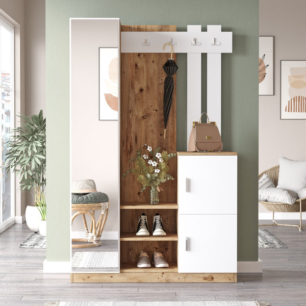 Meuble D'Entrée Dd7-Aw - Pin Atlantique / Blanc