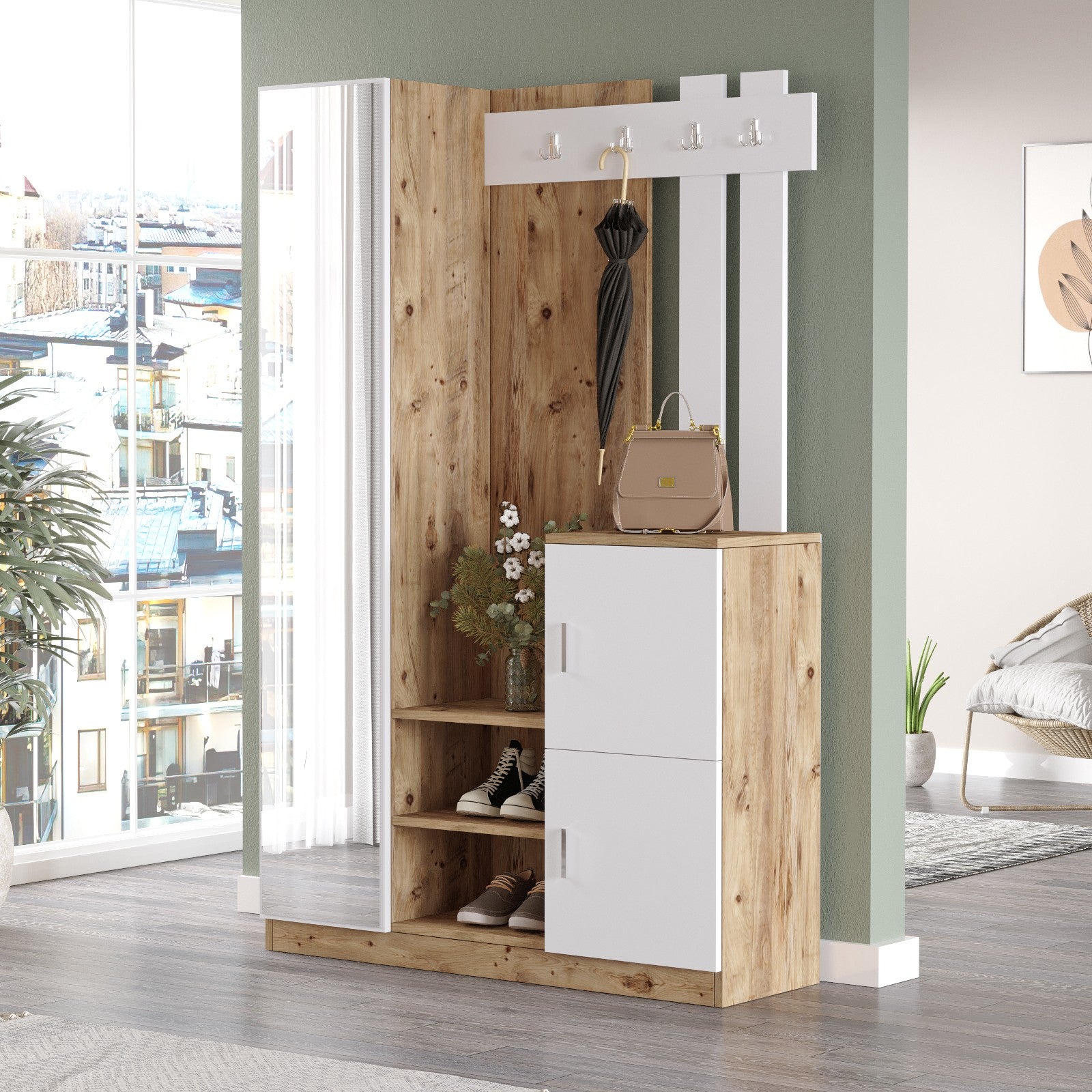 Meubles D'Entrée Dd7-Aw - Pin Atlantique / Blanc