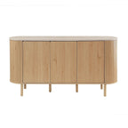 Helios - Buffet 3 Portes Avec Plateau Effet Travertin - Bois Clair Et Travertin