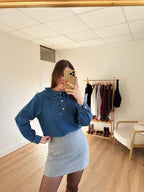 Lou grey wool-effect skirt