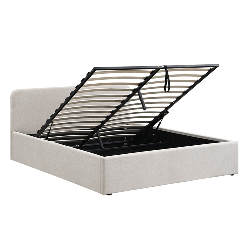 Lior - Lit Coffre - Tissu - Beige