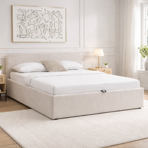 Lior - Lit Coffre - Tissu - Beige