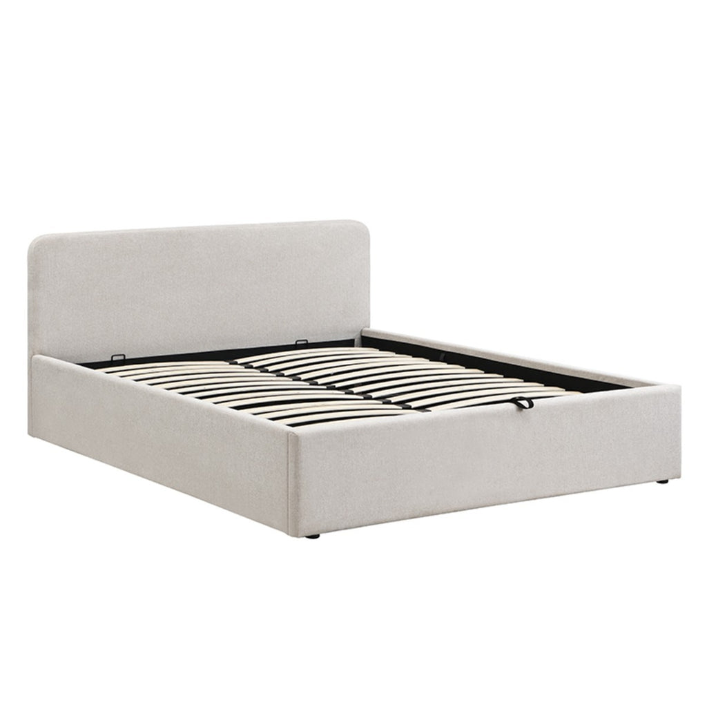 Lior - Lit Coffre - Tissu - Beige
