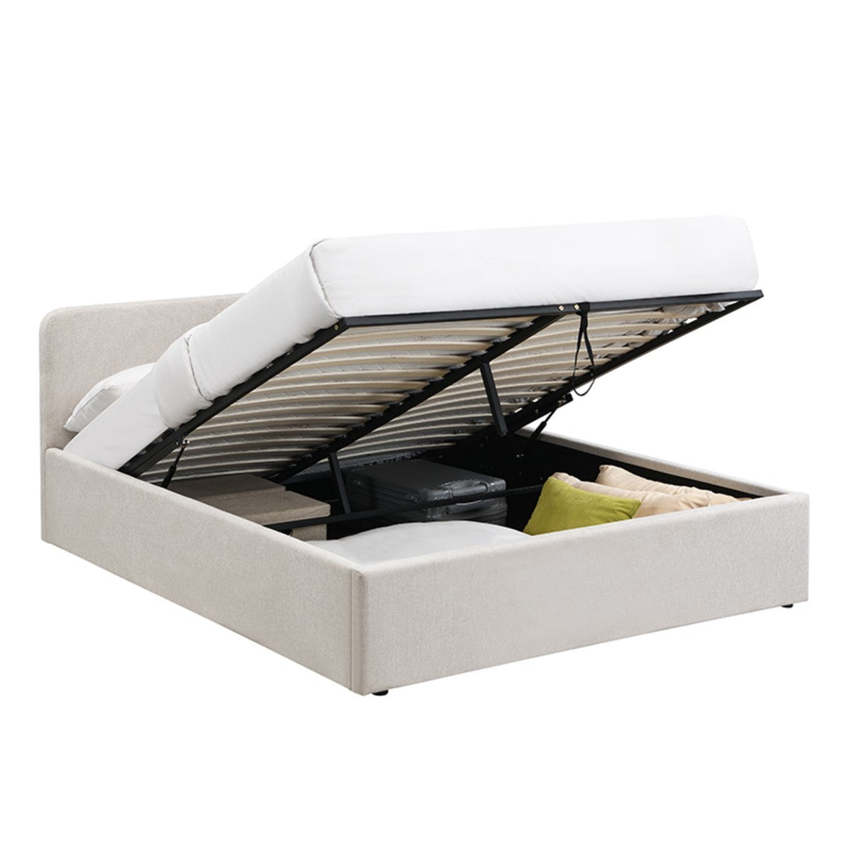 Lior - Lit Coffre - Tissu - Beige
