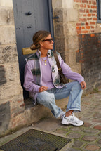 Léa Lilac Checked Sleeveless Jacket