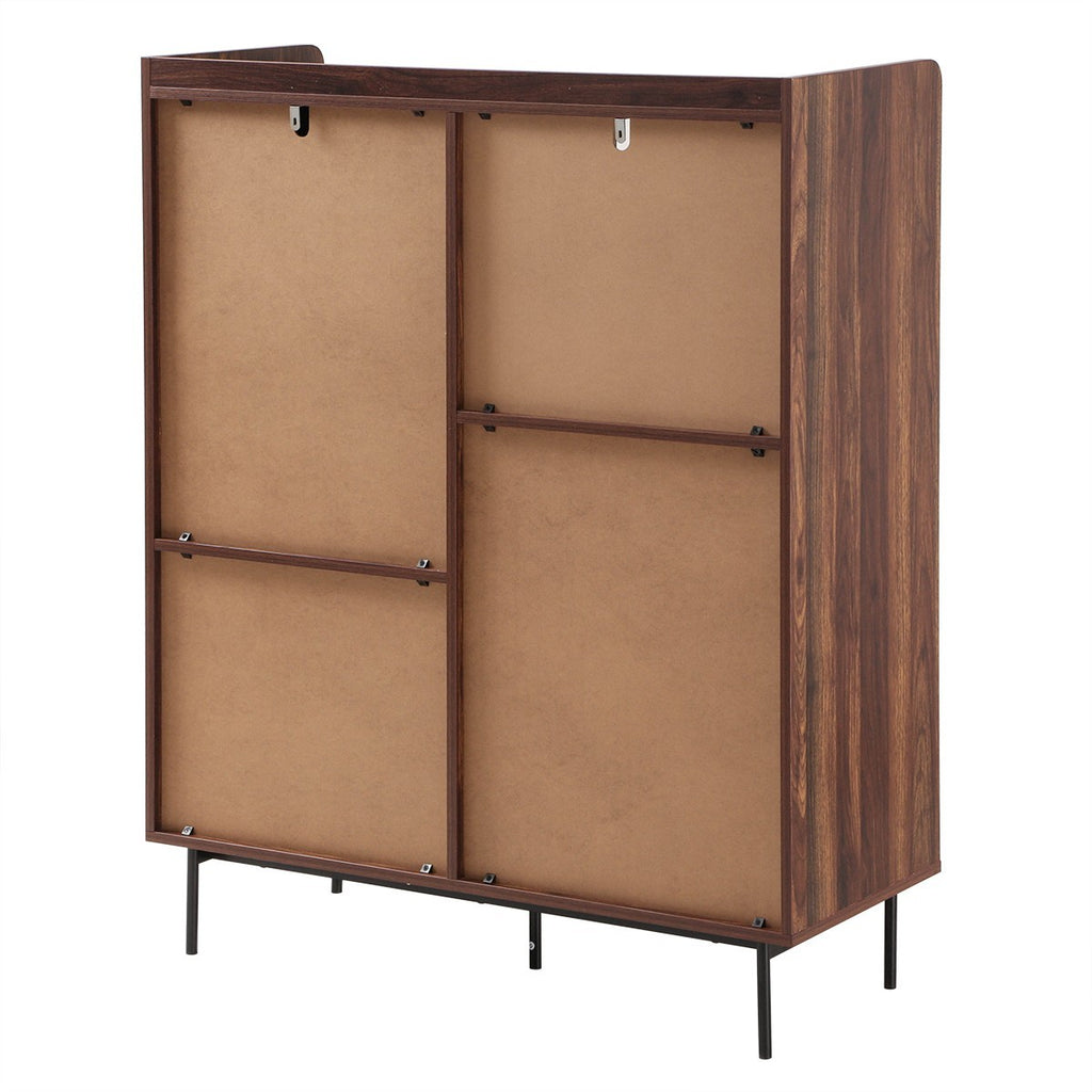 Jetson - Buffet Haut 2 Tiroirs / 2 Portes - Tissu & Noyer