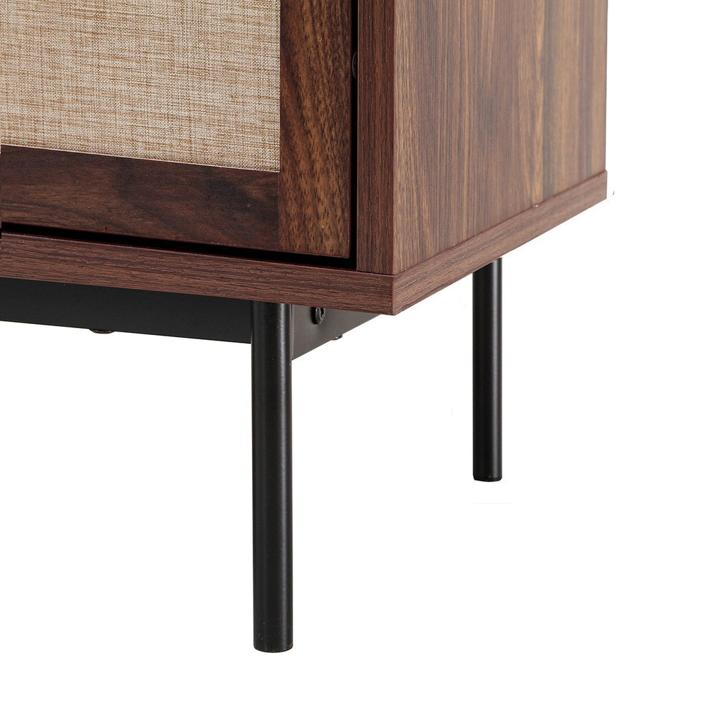 Jetson - Buffet Haut 2 Tiroirs / 2 Portes - Tissu & Noyer