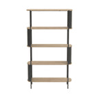 Eklo - Étagère Haute 5 Niveaux -  Bois & Metal - Noir