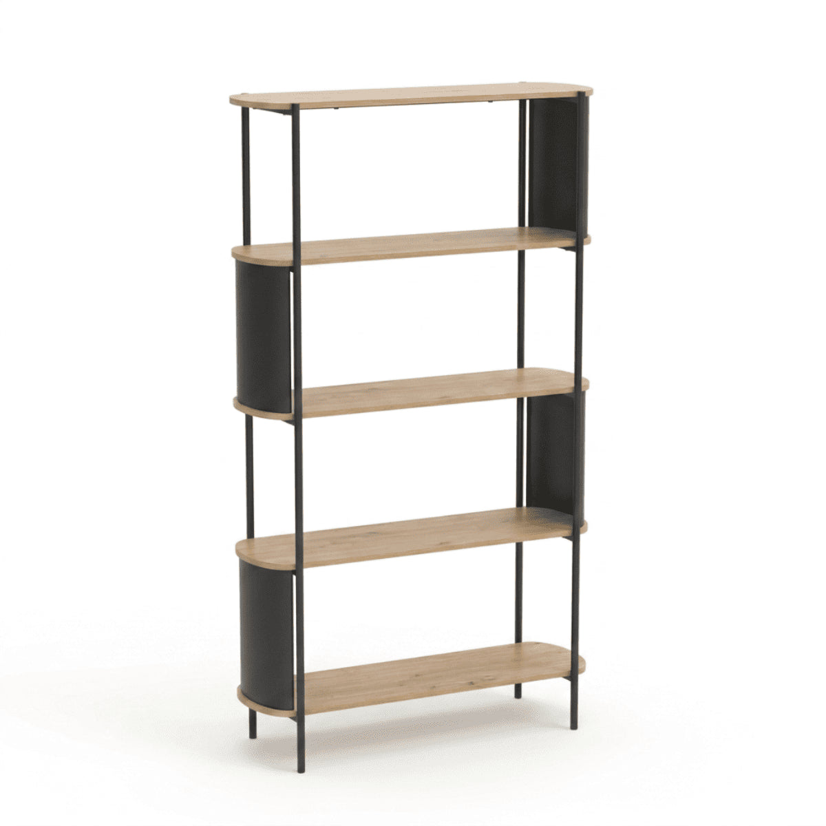 Eklo - Étagère Haute 5 Niveaux -  Bois & Metal - Noir