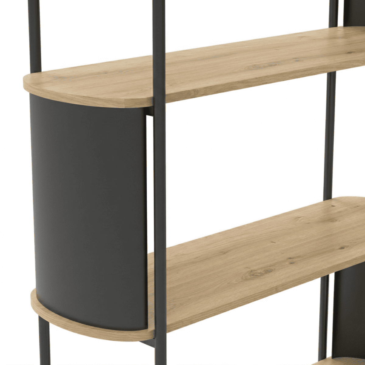 Eklo - Étagère Haute 5 Niveaux -  Bois & Metal - Noir