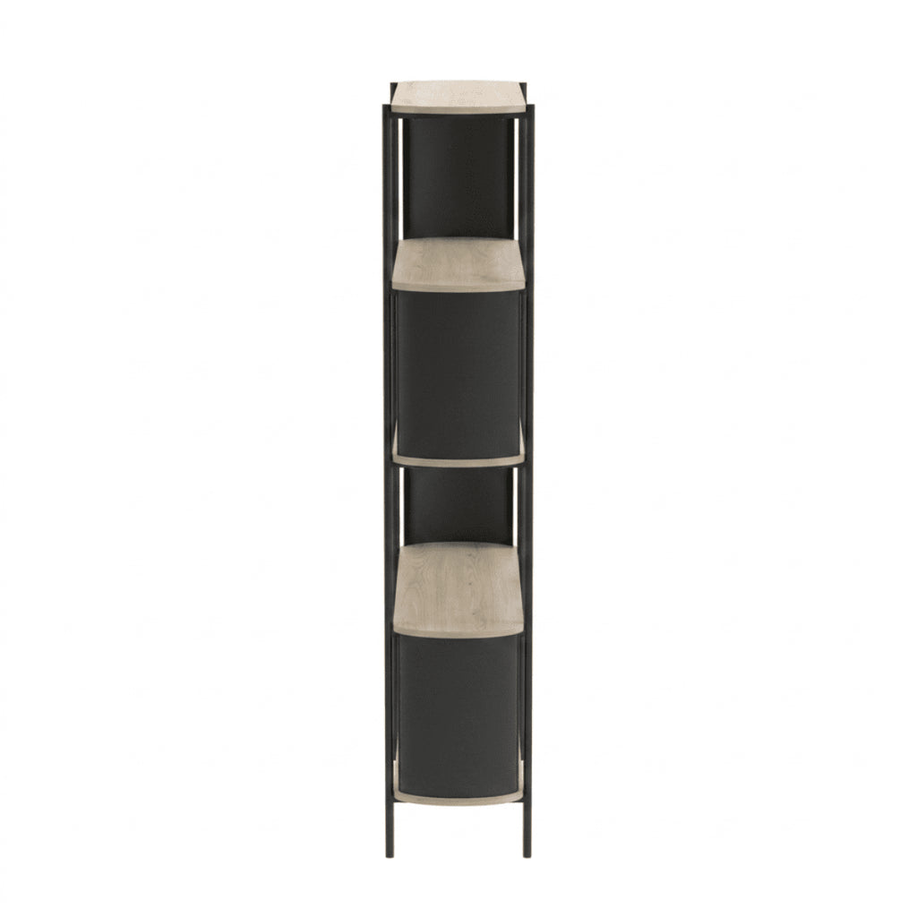 Eklo - Étagère Haute 5 Niveaux -  Bois & Metal - Noir