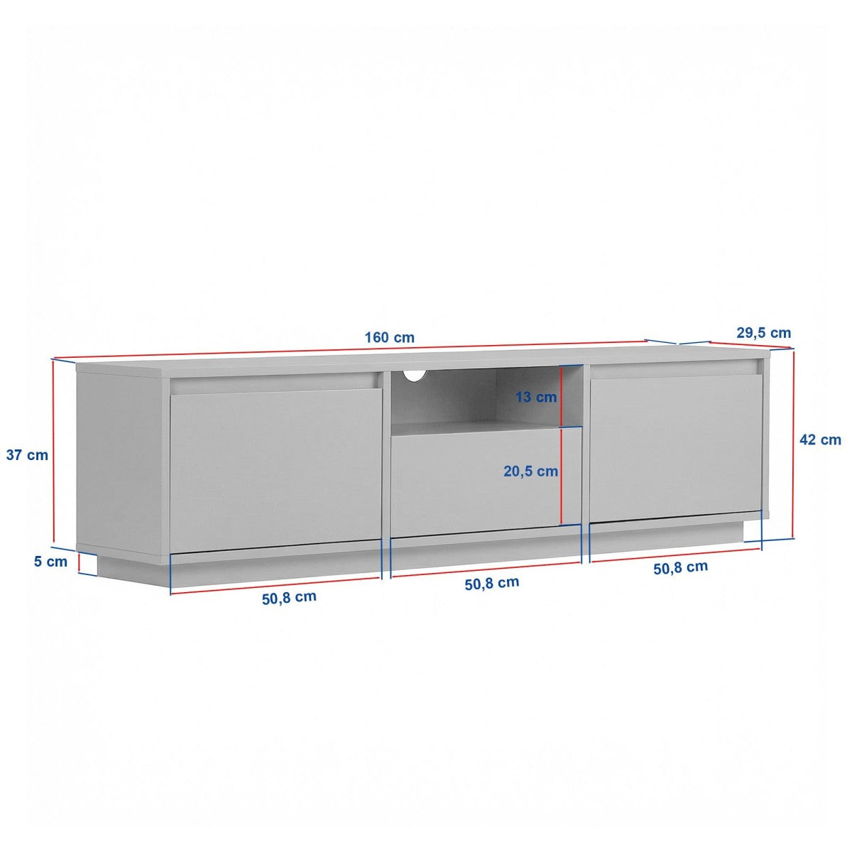 Lume - TV Unit 3 Drop-down Doors/1 Compartment - Walnut