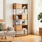 Lenny - Bibliothèque 3 Portes Coulissantes - Bois Clair