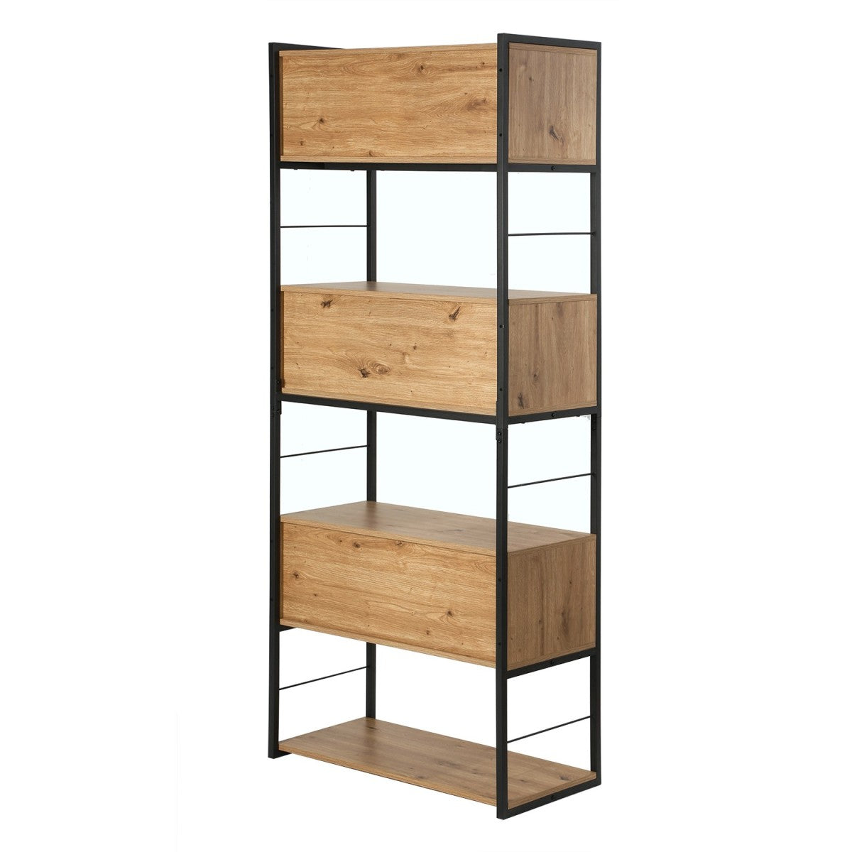 Lenny - Bibliothèque 3 Portes Coulissantes - Bois Clair
