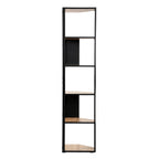 Eklo - Étagère D'Angle 5 Niveaux - Bois & Métal Noir
