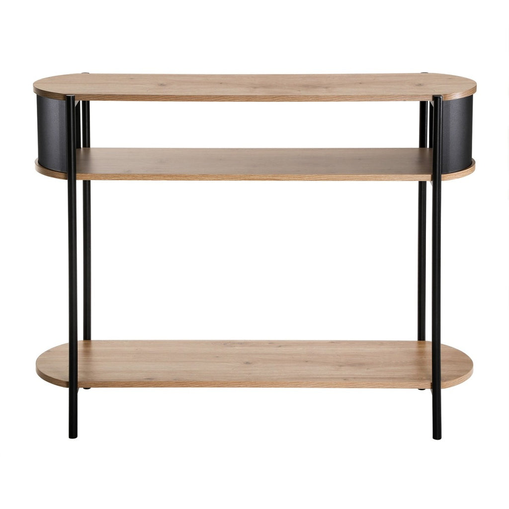Eklo - Consola de 3 niveles - Madera y metal negro