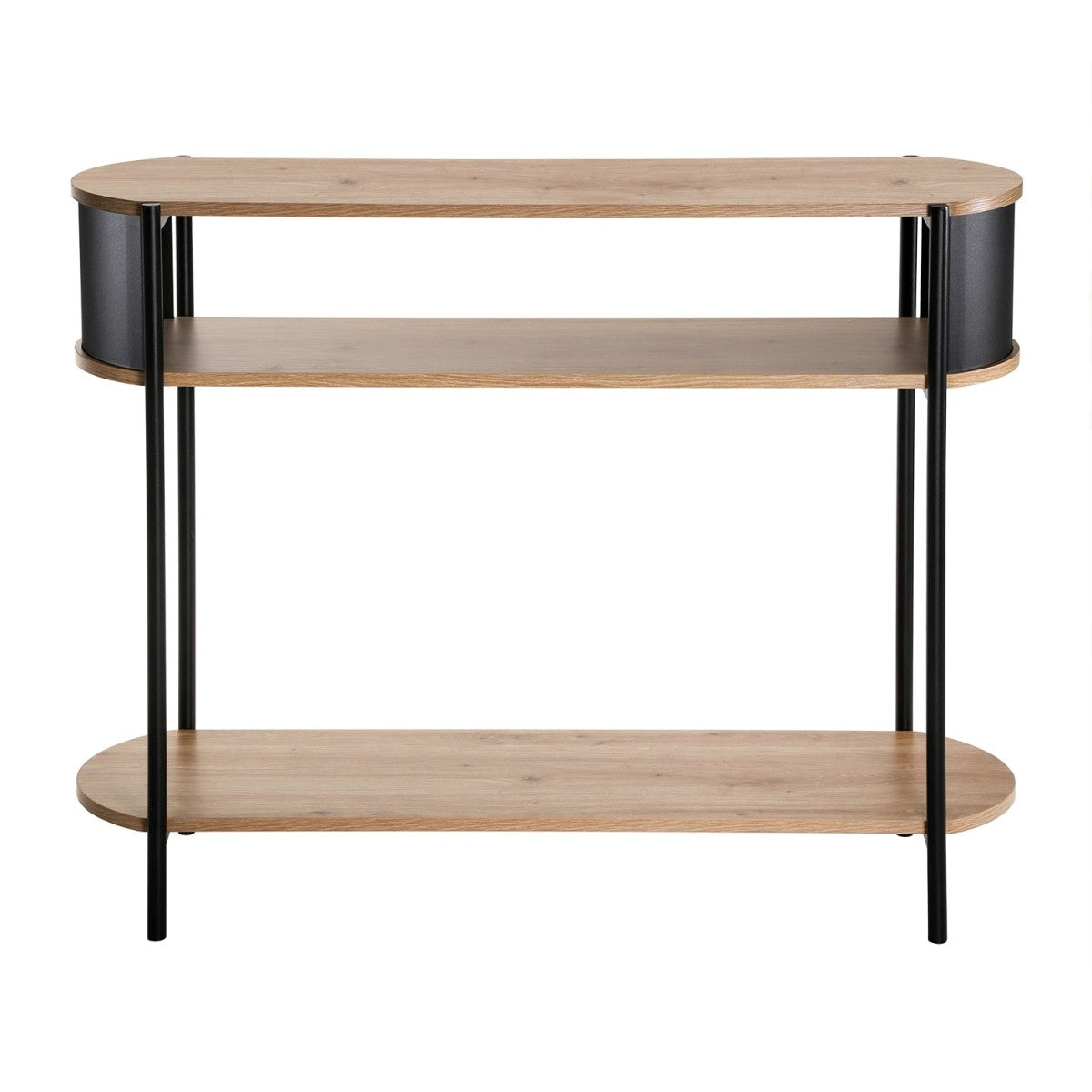Eklo - Consola de 3 niveles - Madera y metal negro