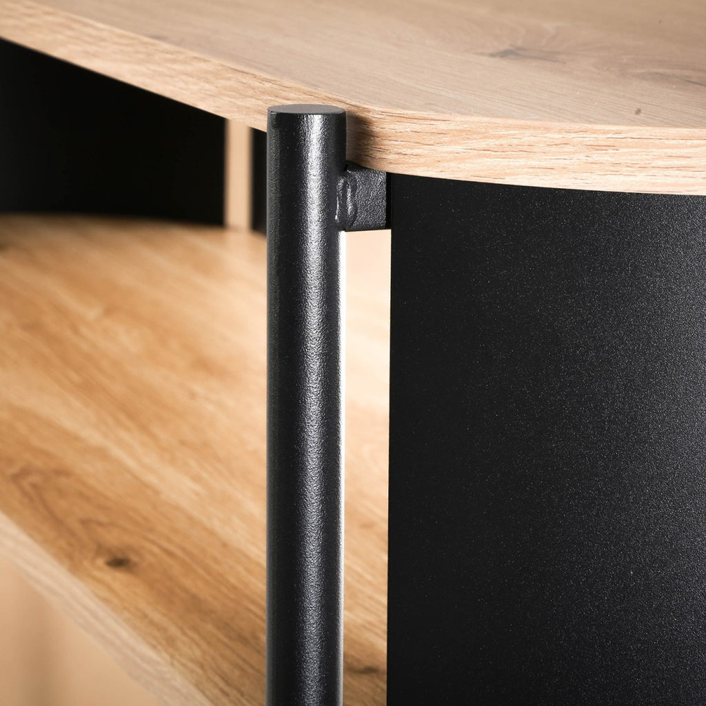 Eklo - Consola de 3 niveles - Madera y metal negro