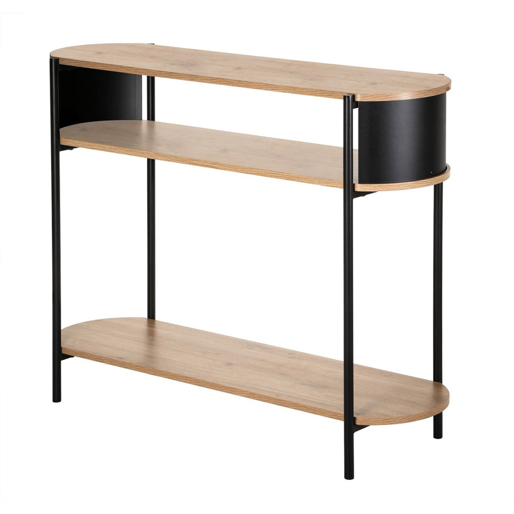 Eklo - Consola de 3 niveles - Madera y metal negro