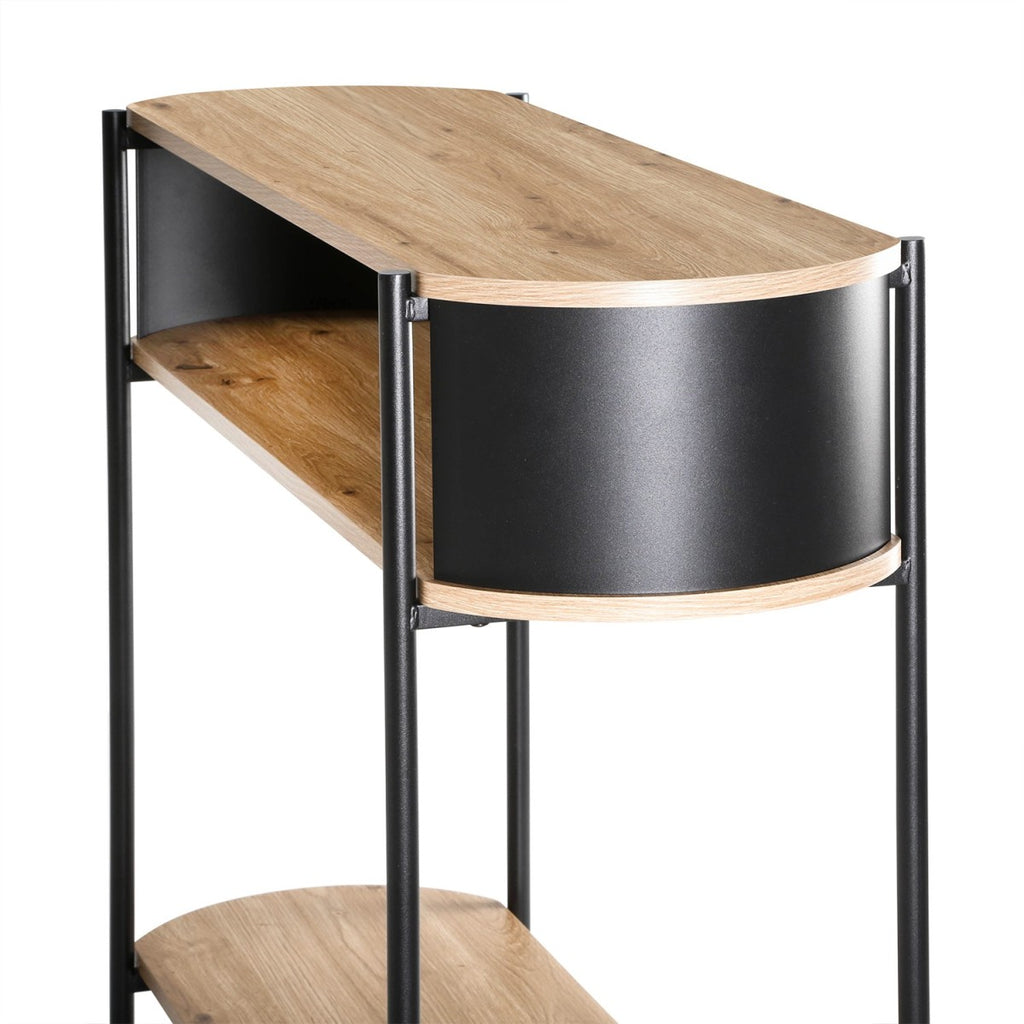 Eklo - Consola de 3 niveles - Madera y metal negro