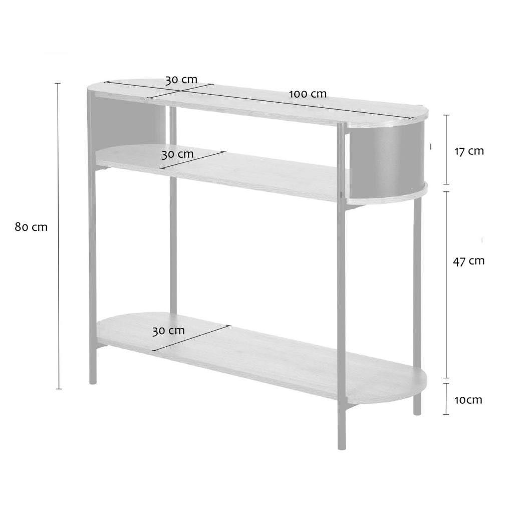 Eklo - Consola de 3 niveles - Madera y metal negro