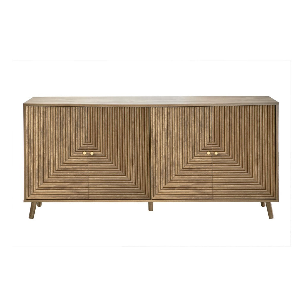 Eden Sideboard - 4-Door Sideboard with Slatted Fronts - Light Wood