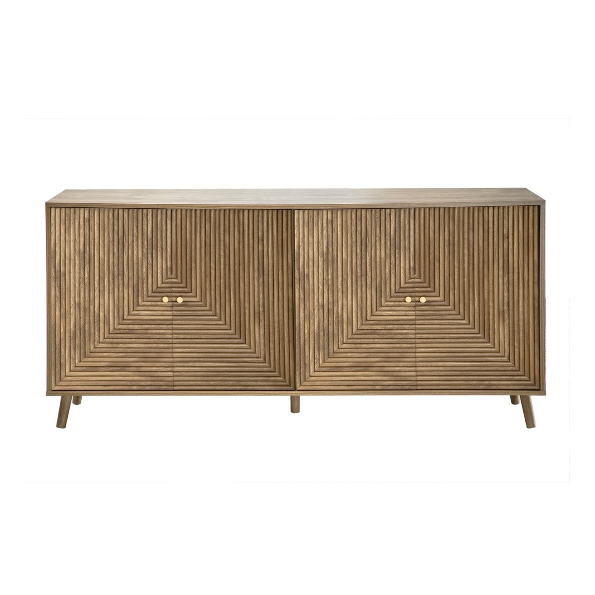 Eden Sideboard - 4-Door Sideboard with Slatted Fronts - Light Wood