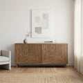 Eden Sideboard - 4-Door Sideboard with Slatted Fronts - Light Wood