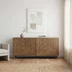 Eden Sideboard - 4-Door Sideboard with Slatted Fronts - Light Wood