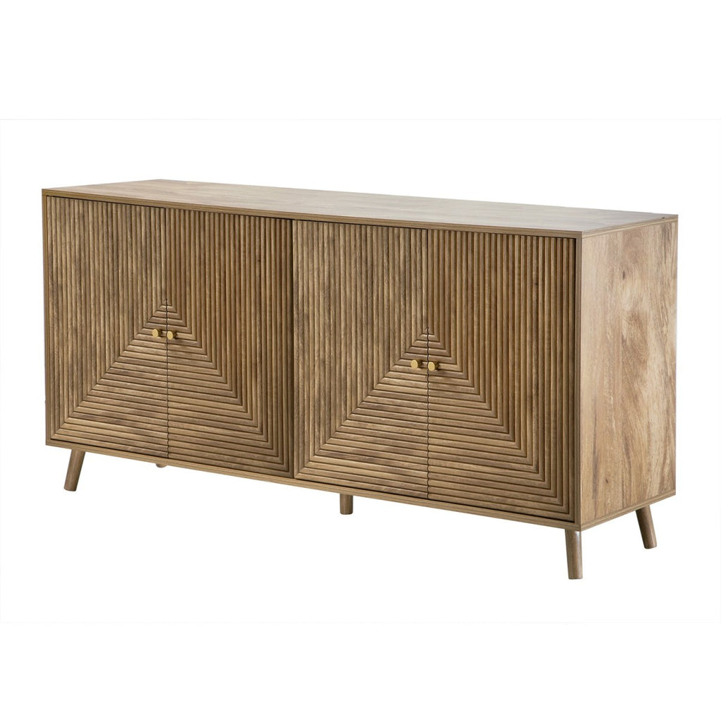 Eden Sideboard - 4-Door Sideboard with Slatted Fronts - Light Wood