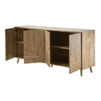 Eden Sideboard - 4-Door Sideboard with Slatted Fronts - Light Wood