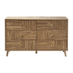 Eden - Commode 6 Tiroirs Façades Lamellées - Bois Clair