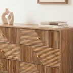 Eden - Commode 6 Tiroirs Façades Lamellées - Bois Clair