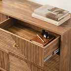 Eden - Commode 6 Tiroirs Façades Lamellées - Bois Clair