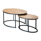 Lenny - Lot De 2 Tables Basses Gigognes Ovales - Chêne