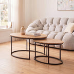 Lenny - Lot De 2 Tables Basses Gigognes Ovales - Chêne