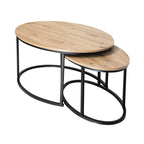Lenny - Lot De 2 Tables Basses Gigognes Ovales - Chêne
