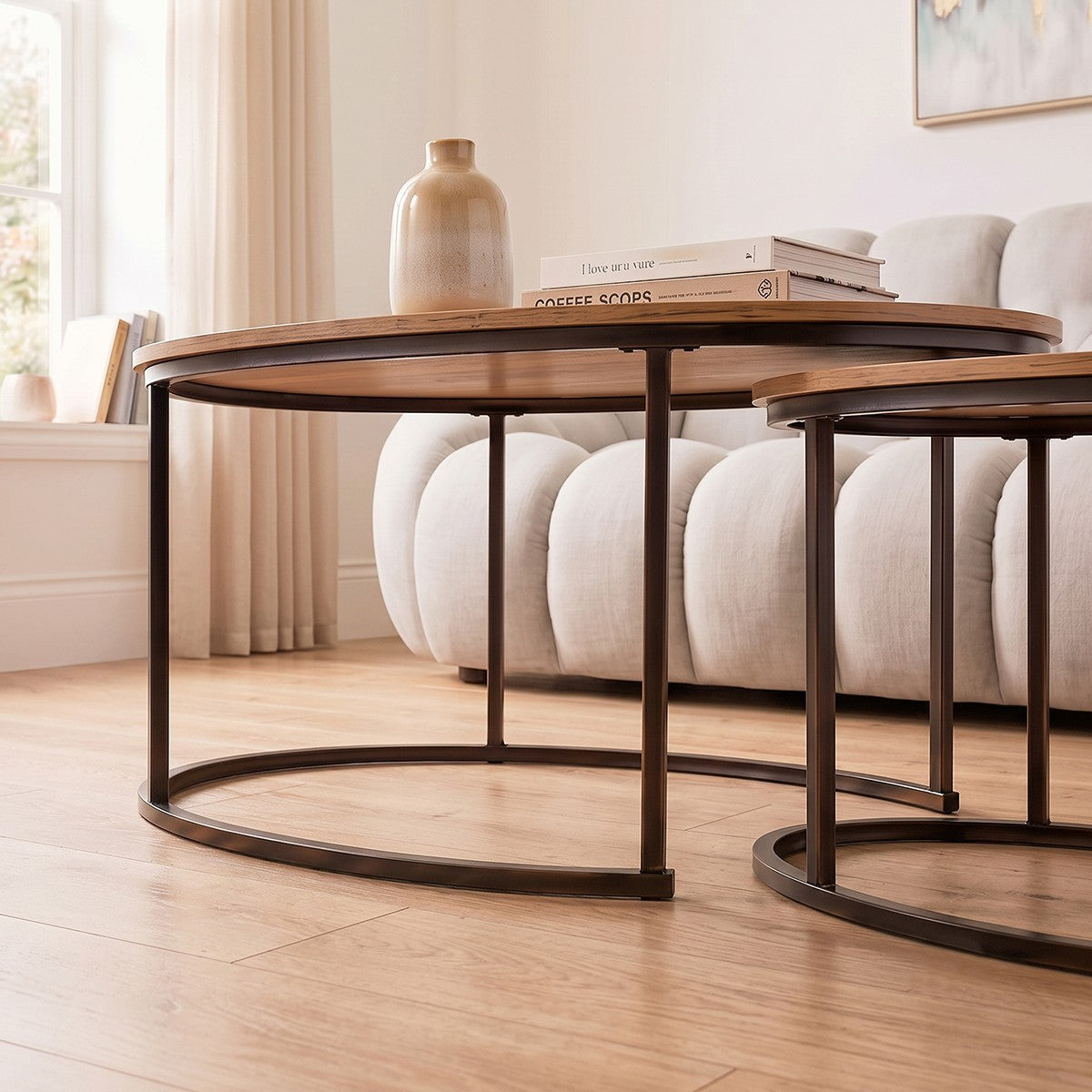 Lenny - Lot De 2 Tables Basses Gigognes Ovales - Chêne