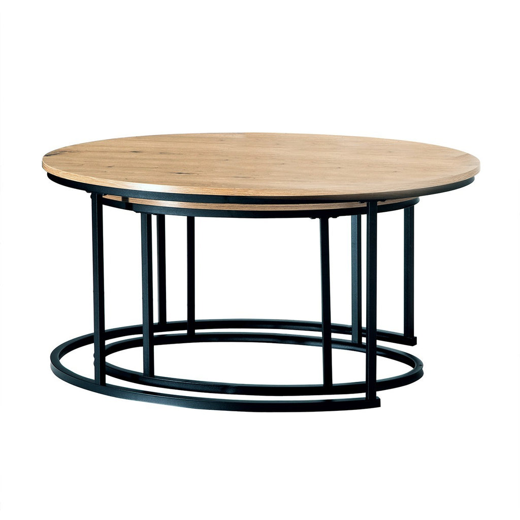 Lenny - Lot De 2 Tables Basses Gigognes Ovales - Chêne
