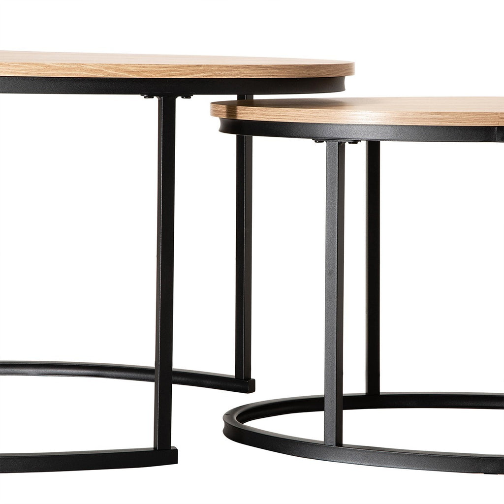 Lenny - Lot De 2 Tables Basses Gigognes Ovales - Chêne