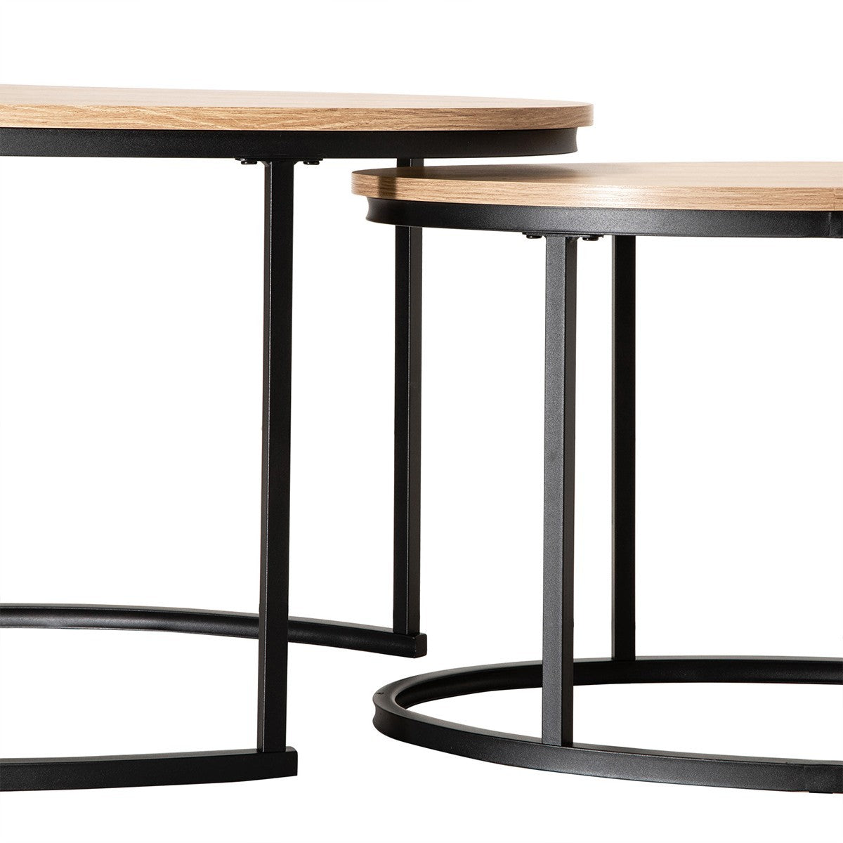 Lenny - Lot De 2 Tables Basses Gigognes Ovales - Chêne