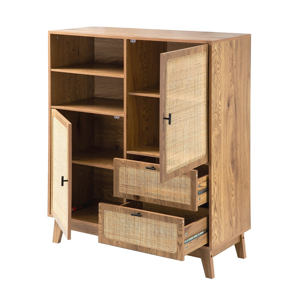 Alia - Tall Sideboard with 2 Doors/2 Drawers - Rattan